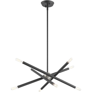HomeRoots Eight Light Dimmable Chandelier - Contemporary Cylinder Design with Versatile Installation Options 687469
