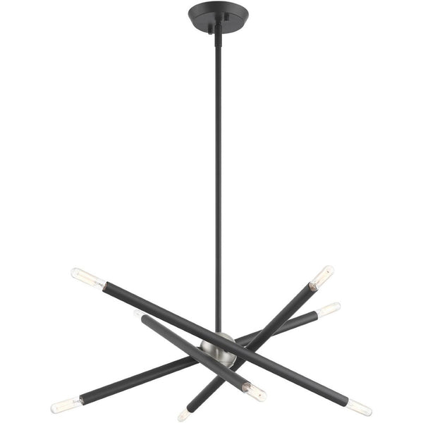 HomeRoots Eight Light Dimmable Chandelier - Contemporary Cylinder Design with Versatile Installation Options 687469