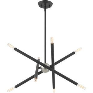 HomeRoots Eight Light Dimmable Chandelier - Contemporary Cylinder Design with Versatile Installation Options 687469