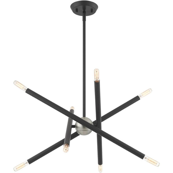HomeRoots Eight Light Dimmable Chandelier - Contemporary Cylinder Design with Versatile Installation Options 687469