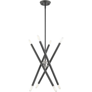 HomeRoots Eight Light Dimmable Chandelier - Contemporary Cylinder Design with Versatile Installation Options 687469