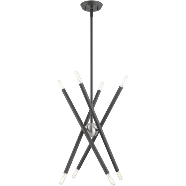 HomeRoots Eight Light Dimmable Chandelier - Contemporary Cylinder Design with Versatile Installation Options 687469