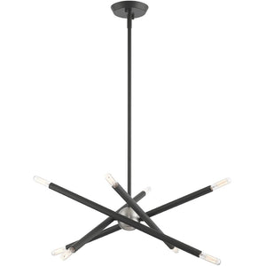 HomeRoots Eight Light Dimmable Chandelier - Contemporary Cylinder Design with Versatile Installation Options 687469