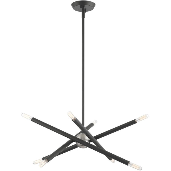 HomeRoots Eight Light Dimmable Chandelier - Contemporary Cylinder Design with Versatile Installation Options 687469