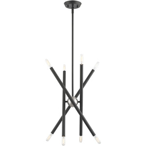 HomeRoots Eight Light Dimmable Chandelier - Contemporary Cylinder Design with Versatile Installation Options 687469