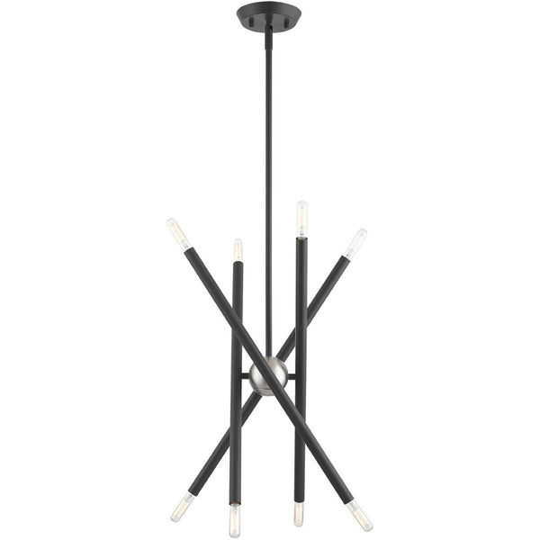 HomeRoots Eight Light Dimmable Chandelier - Contemporary Cylinder Design with Versatile Installation Options 687469