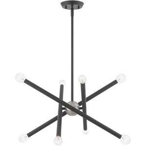 HomeRoots Eight Light Dimmable Chandelier - Contemporary Cylinder Design with Versatile Installation Options 687469