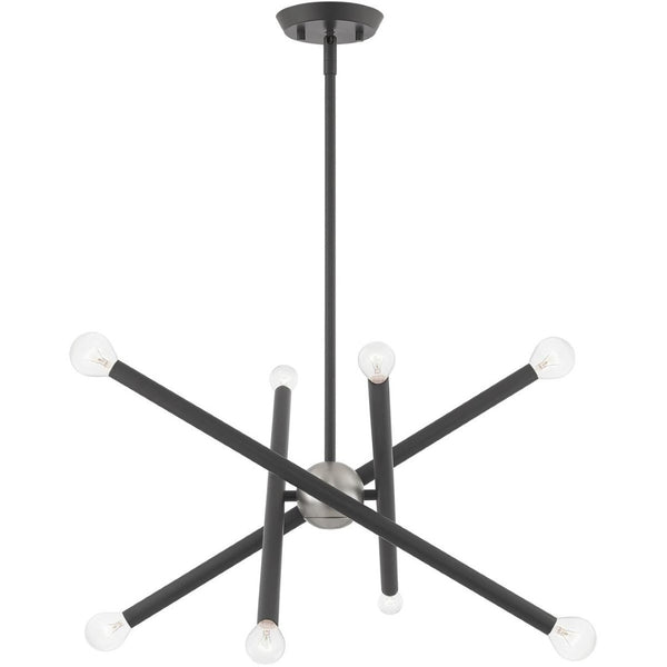 HomeRoots Eight Light Dimmable Chandelier - Contemporary Cylinder Design with Versatile Installation Options 687469