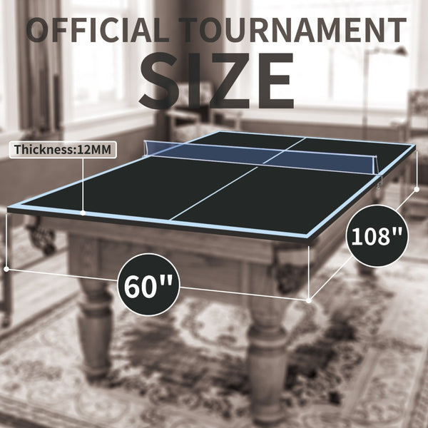 English Elm 9ft Foldable Ping Pong Conversion Top Mdf Playing Surface for Game Room Fun Black W1408P442642