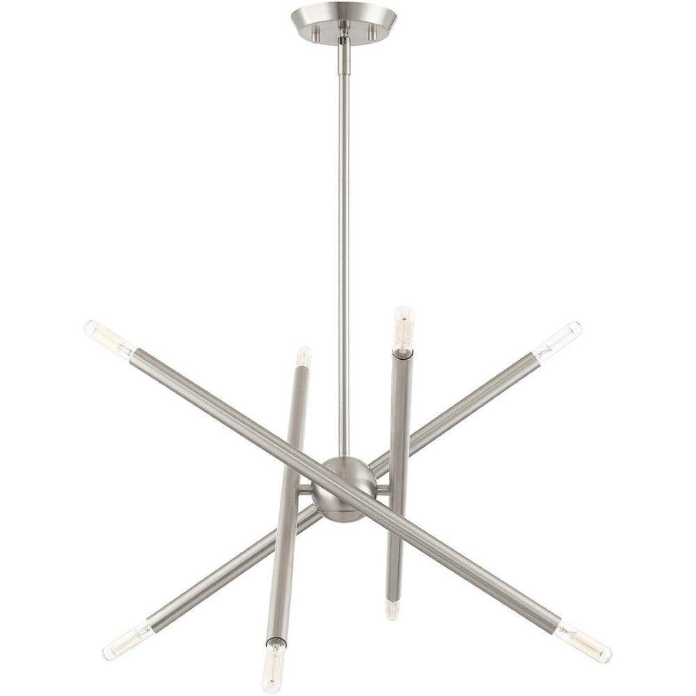 HomeRoots Eight Light Dimmable Chandelier - Contemporary Cylinder Shades for Modern Homes & Versatile Spaces 687470