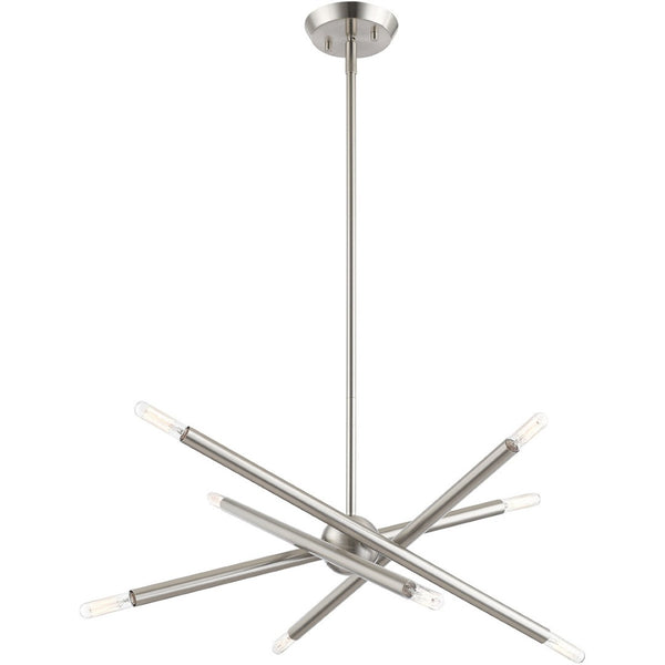 HomeRoots Eight Light Dimmable Chandelier - Contemporary Cylinder Shades for Modern Homes & Versatile Spaces 687470