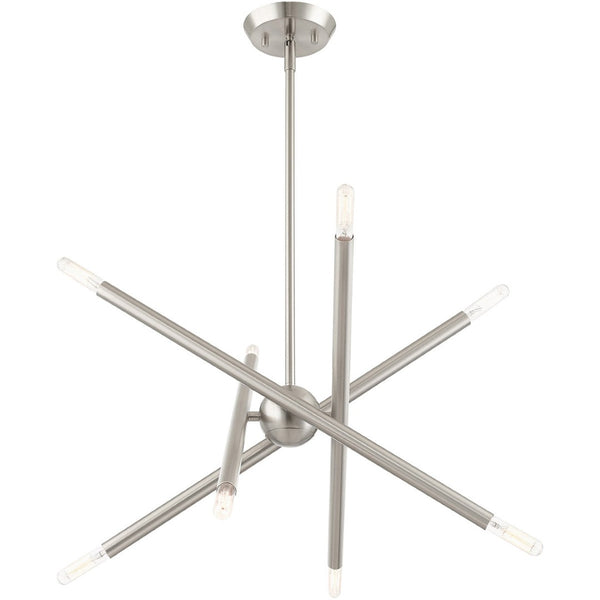 HomeRoots Eight Light Dimmable Chandelier - Contemporary Cylinder Shades for Modern Homes & Versatile Spaces 687470