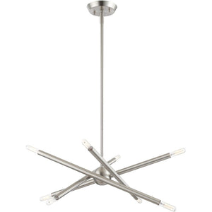 HomeRoots Eight Light Dimmable Chandelier - Contemporary Cylinder Shades for Modern Homes & Versatile Spaces 687470
