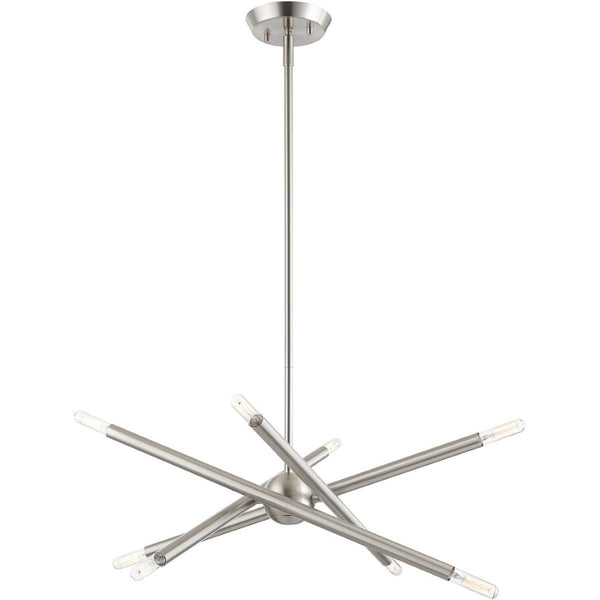 HomeRoots Eight Light Dimmable Chandelier - Contemporary Cylinder Shades for Modern Homes & Versatile Spaces 687470