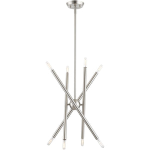 HomeRoots Eight Light Dimmable Chandelier - Contemporary Cylinder Shades for Modern Homes & Versatile Spaces 687470