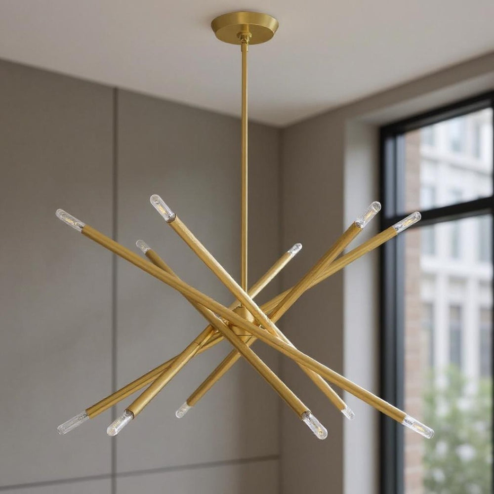 HomeRoots Six Light Dimmable Chandelier – Modern Cylinder Shades, Adjustable for Sloped Ceilings & Ambiance Control 687471