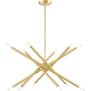 HomeRoots Six Light Dimmable Chandelier – Modern Cylinder Shades, Adjustable for Sloped Ceilings & Ambiance Control 687471