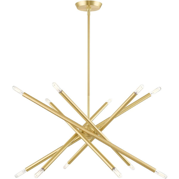 HomeRoots Six Light Dimmable Chandelier – Modern Cylinder Shades, Adjustable for Sloped Ceilings & Ambiance Control 687471