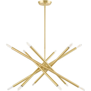 HomeRoots Six Light Dimmable Chandelier – Modern Cylinder Shades, Adjustable for Sloped Ceilings & Ambiance Control 687471
