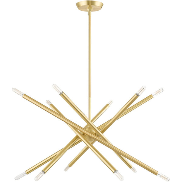 HomeRoots Six Light Dimmable Chandelier – Modern Cylinder Shades, Adjustable for Sloped Ceilings & Ambiance Control 687471