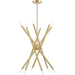 HomeRoots Six Light Dimmable Chandelier – Modern Cylinder Shades, Adjustable for Sloped Ceilings & Ambiance Control 687471