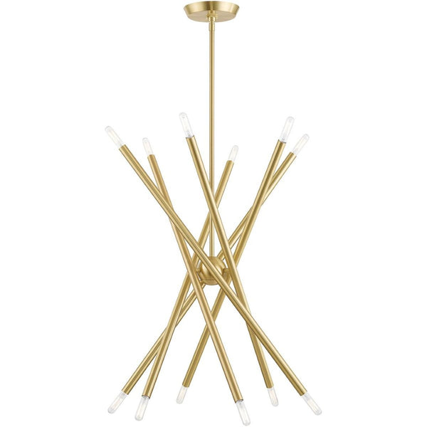HomeRoots Six Light Dimmable Chandelier – Modern Cylinder Shades, Adjustable for Sloped Ceilings & Ambiance Control 687471