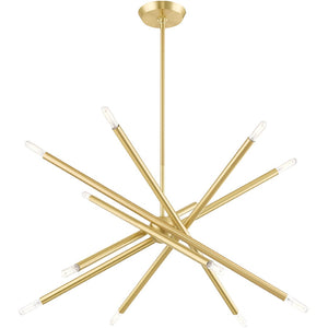 HomeRoots Six Light Dimmable Chandelier – Modern Cylinder Shades, Adjustable for Sloped Ceilings & Ambiance Control 687471