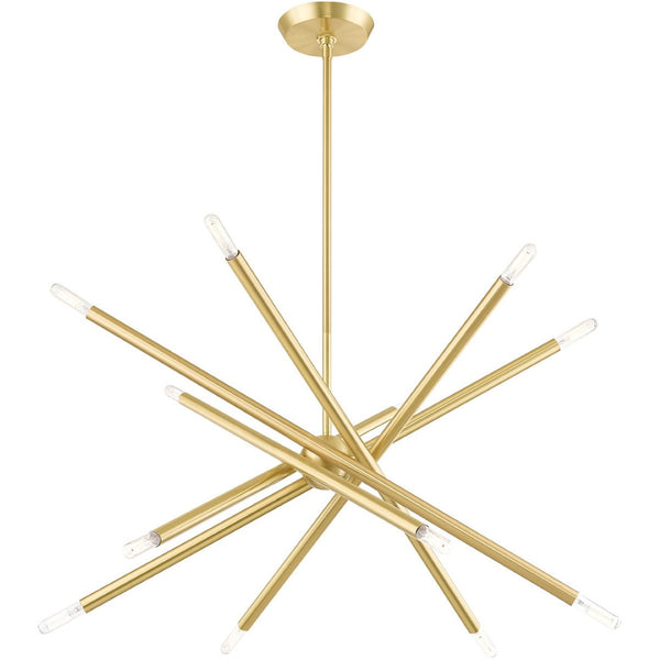 HomeRoots Six Light Dimmable Chandelier – Modern Cylinder Shades, Adjustable for Sloped Ceilings & Ambiance Control 687471