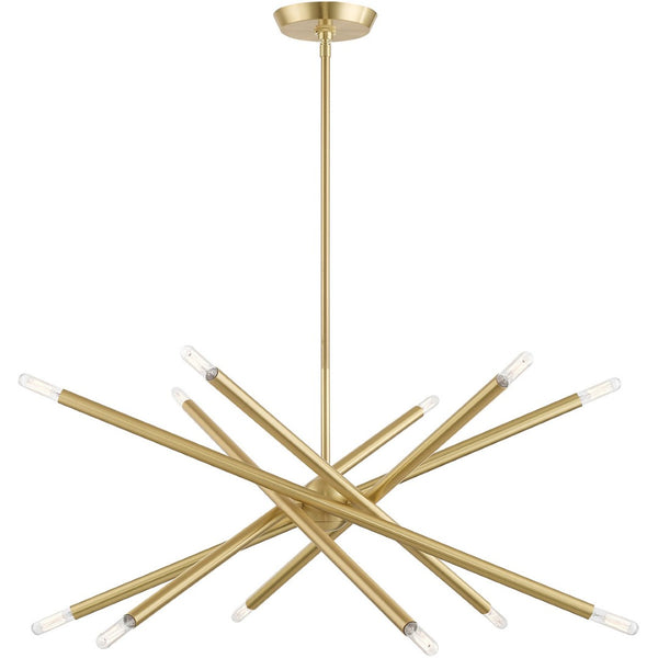 HomeRoots Six Light Dimmable Chandelier – Modern Cylinder Shades, Adjustable for Sloped Ceilings & Ambiance Control 687471