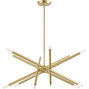 HomeRoots Six Light Dimmable Chandelier – Modern Cylinder Shades, Adjustable for Sloped Ceilings & Ambiance Control 687471