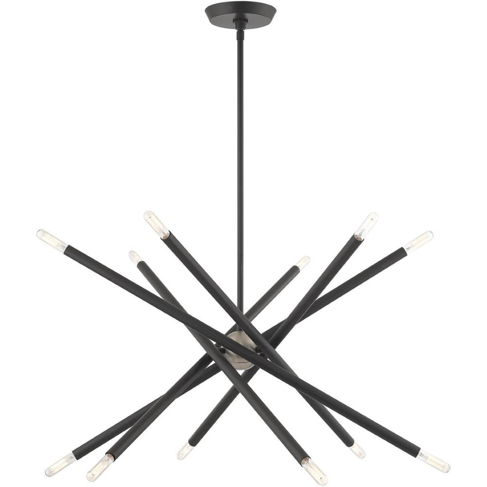 HomeRoots Six Light Dimmable Chandelier - Modern Steel Design with Cylinder Shades for Stylish Ambiance 687472