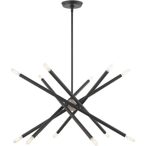 HomeRoots Six Light Dimmable Chandelier - Modern Steel Design with Cylinder Shades for Stylish Ambiance 687472