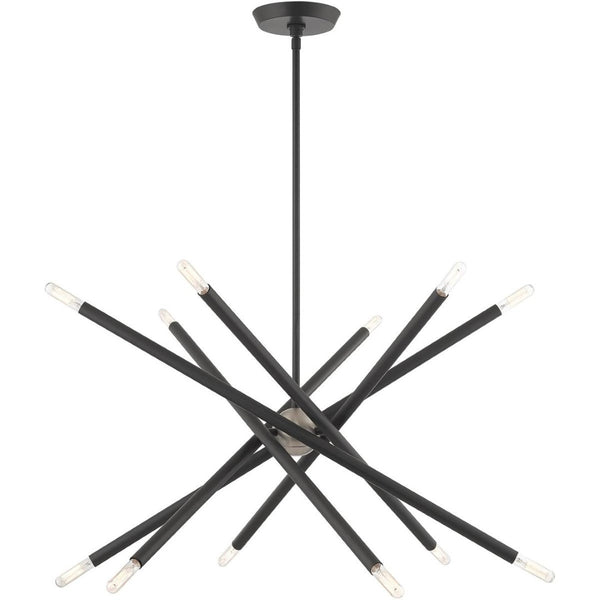 HomeRoots Six Light Dimmable Chandelier - Modern Steel Design with Cylinder Shades for Stylish Ambiance 687472