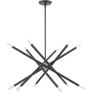 HomeRoots Six Light Dimmable Chandelier - Modern Steel Design with Cylinder Shades for Stylish Ambiance 687472