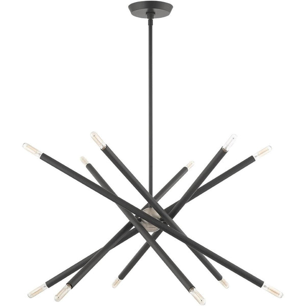 HomeRoots Six Light Dimmable Chandelier - Modern Steel Design with Cylinder Shades for Stylish Ambiance 687472