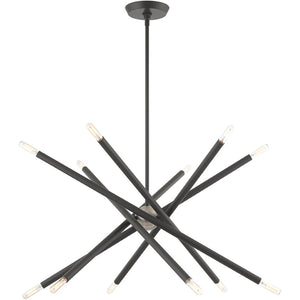 HomeRoots Six Light Dimmable Chandelier - Modern Steel Design with Cylinder Shades for Stylish Ambiance 687472