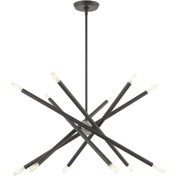 HomeRoots Six Light Dimmable Chandelier - Modern Steel Design with Cylinder Shades for Stylish Ambiance 687472