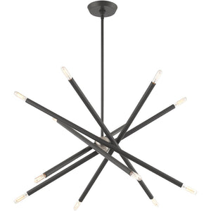 HomeRoots Six Light Dimmable Chandelier - Modern Steel Design with Cylinder Shades for Stylish Ambiance 687472