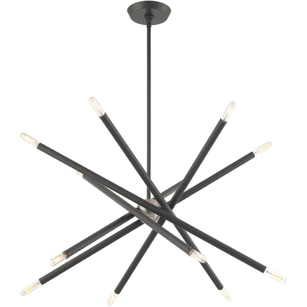 HomeRoots Six Light Dimmable Chandelier - Modern Steel Design with Cylinder Shades for Stylish Ambiance 687472