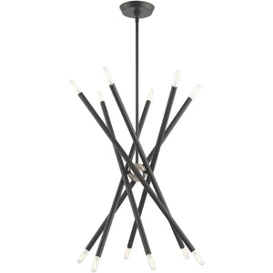HomeRoots Six Light Dimmable Chandelier - Modern Steel Design with Cylinder Shades for Stylish Ambiance 687472