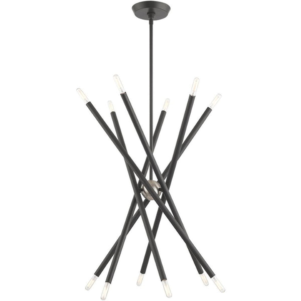 HomeRoots Six Light Dimmable Chandelier - Modern Steel Design with Cylinder Shades for Stylish Ambiance 687472