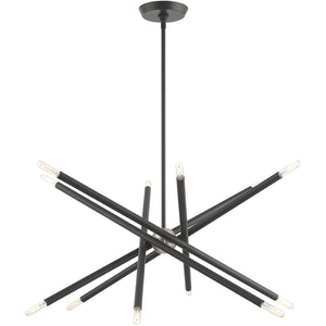 HomeRoots Six Light Dimmable Chandelier - Modern Steel Design with Cylinder Shades for Stylish Ambiance 687472
