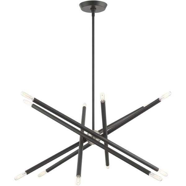HomeRoots Six Light Dimmable Chandelier - Modern Steel Design with Cylinder Shades for Stylish Ambiance 687472