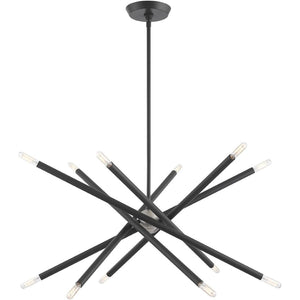 HomeRoots Six Light Dimmable Chandelier - Modern Steel Design with Cylinder Shades for Stylish Ambiance 687472