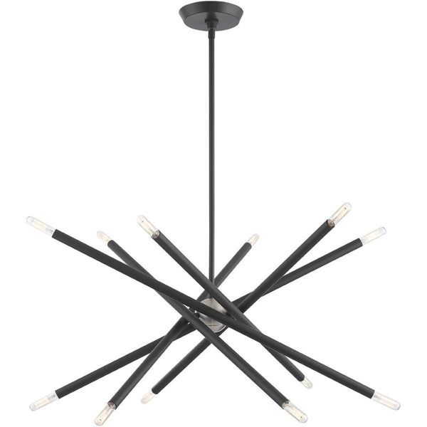 HomeRoots Six Light Dimmable Chandelier - Modern Steel Design with Cylinder Shades for Stylish Ambiance 687472