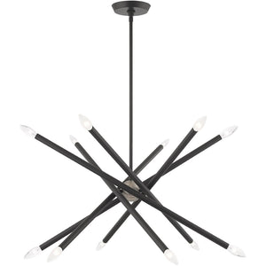 HomeRoots Six Light Dimmable Chandelier - Modern Steel Design with Cylinder Shades for Stylish Ambiance 687472