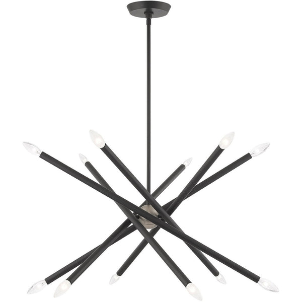 HomeRoots Six Light Dimmable Chandelier - Modern Steel Design with Cylinder Shades for Stylish Ambiance 687472