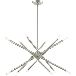 HomeRoots Six Light Dimmable Chandelier - Modern Cylindrical Design with Steel Shades for Elegant Spaces 687473