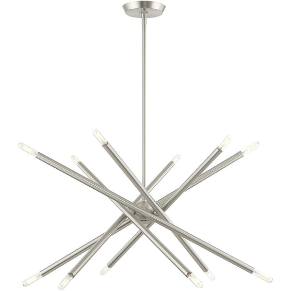 HomeRoots Six Light Dimmable Chandelier - Modern Cylindrical Design with Steel Shades for Elegant Spaces 687473