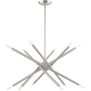 HomeRoots Six Light Dimmable Chandelier - Modern Cylindrical Design with Steel Shades for Elegant Spaces 687473